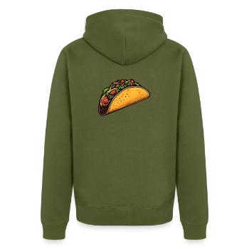 Tacos - Unisex Premium Bio Zip Hoodie - Khaki - Hinten - Nico (187cm)