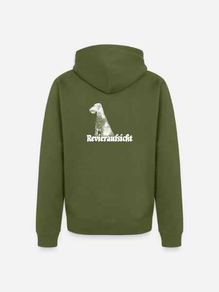 Revieraufsicht – Deutsch Drahthaar & Jagdhund - Unisex Premium Bio Zip Hoodie - Khaki