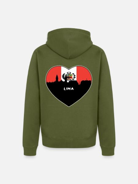 Lima Peru Flagge Skyline Reise Souvenir - Unisex Premium Bio Zip Hoodie - Khaki
