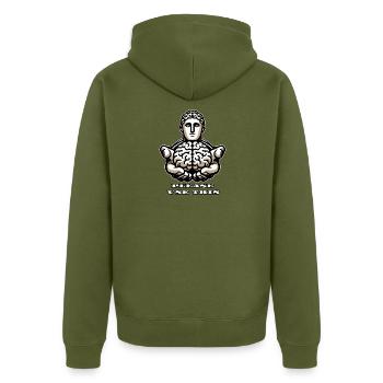 S’il vous plaît utilisez ce cerveau - conception stoïque amusante - Veste à capuche bio Premium Unisexe - kaki - Dos - Nico (187cm)