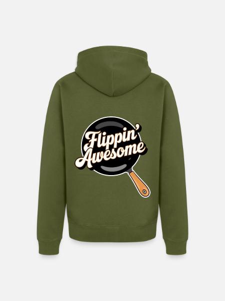 Flippin Awesome - Unisex Premium Organic Zip Hoodie - khaki