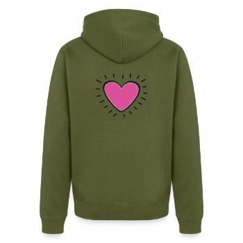Pink Heart Burst Logo - Veste à capuche bio Premium Unisexe - kaki - Dos - Nico (187cm)