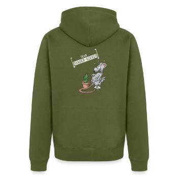 Team Danger-Seeker - Unisex Premium Bio Zip Hoodie - Khaki - Hinten - Nico (187cm)