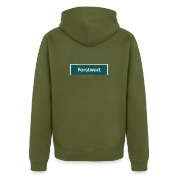 Forstwart – Forstwirtschaft & Waldarbeit - Unisex Premium Bio Zip Hoodie - Khaki - Hinten - Nico (187cm)