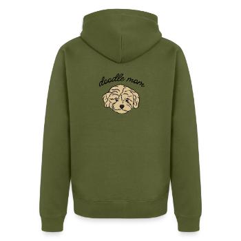 doodle mom - Unisex Premium Bio Zip Hoodie - Khaki - Hinten - Nico (187cm)