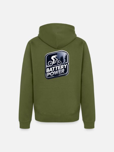 Battery Power - Unisex Premium Bio Zip Hoodie - Khaki