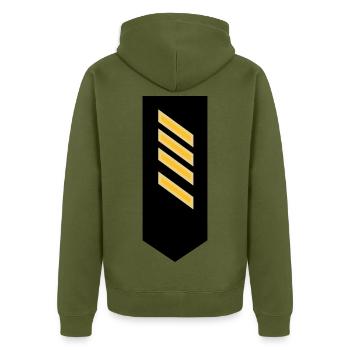 Schulterklappe Marine Stabsgefreiter - Unisex Premium Bio Zip Hoodie - Khaki - Hinten - Nico (187cm)