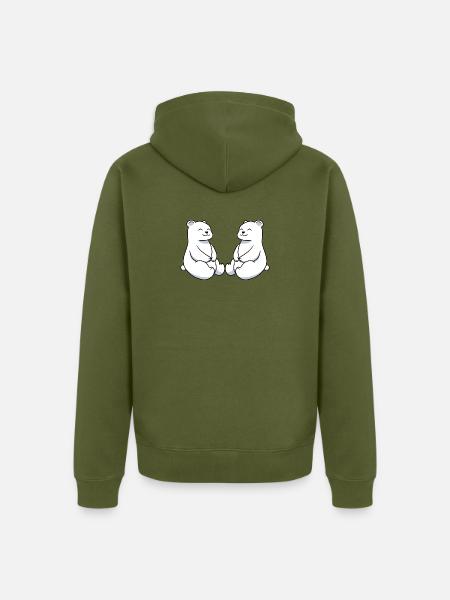 Polarbär Eisbär Freunde - Unisex Premium Bio Zip Hoodie - Khaki