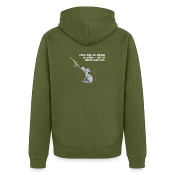 Ziele hab ich genug – nur zu wenig Munition - Unisex Premium Bio Zip Hoodie - Khaki - Hinten - Nico (187cm)