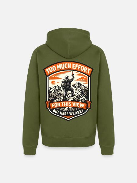 Bergsteiger Patch Aussicht Gipfelbier - Unisex Premium Bio Zip Hoodie - Khaki