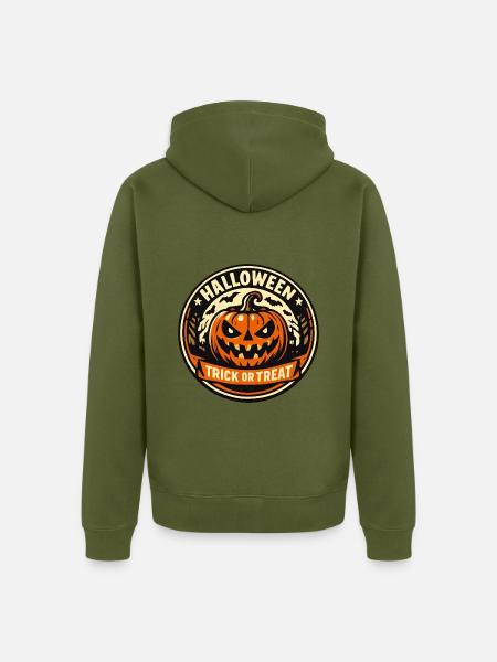 Halloween Kürbis Trick Retreat Badge - Unisex Premium Bio Zip Hoodie - Khaki