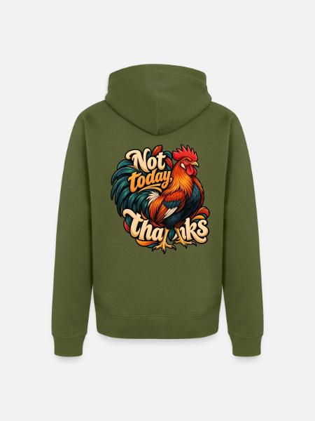Rotes Dschungelhuhn - Unisex Premium Bio Zip Hoodie - Khaki