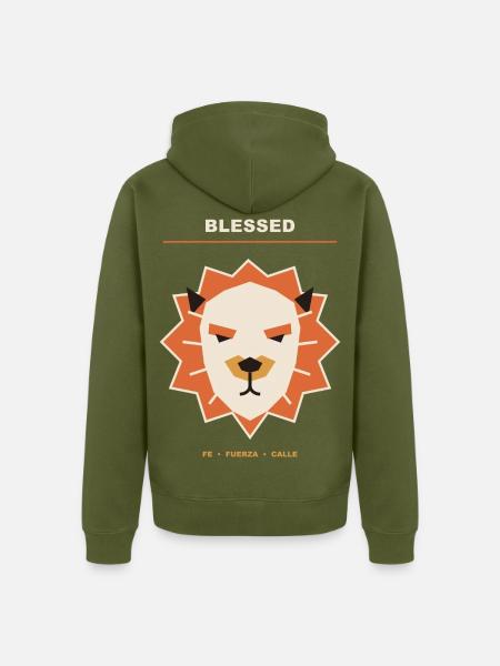 Straßengeometrischer Löwe - Unisex Premium Bio Zip Hoodie - Khaki
