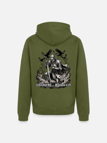 Ritter Schwur Bibel - Unisex Premium Bio Zip Hoodie - Khaki