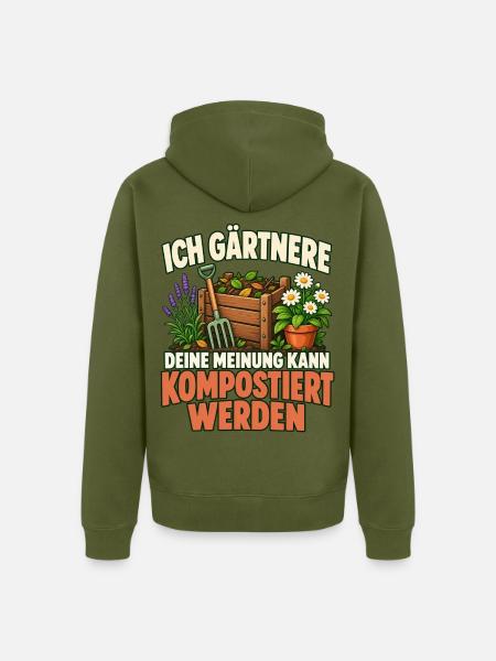 Gartenfreunde Gärtnern Geschenkidee - Unisex Premium Bio Zip Hoodie - Khaki