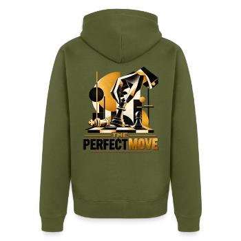 The perfect Move - Schönes Motiv für Schachspieler - Unisex Premium Bio Zip Hoodie - Khaki - Hinten - Nico (187cm)