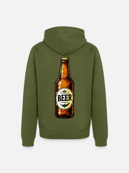 Bierflasche Retro-Design - Unisex Premium Bio Zip Hoodie - Khaki