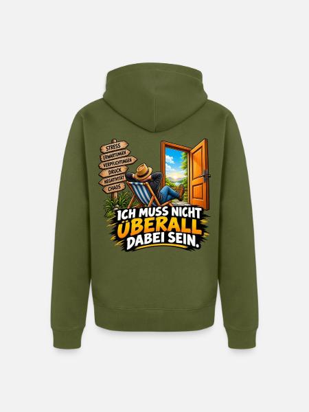 RUHE IST KEIN VERHANDLUNGSANGEBOT - Unisex Premium Bio Zip Hoodie - Khaki