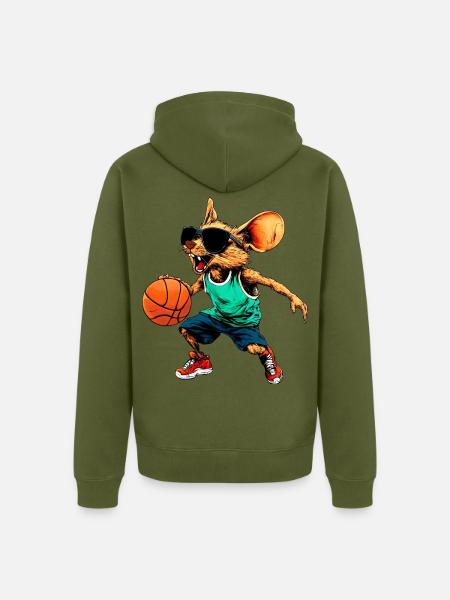Basketball Maus - Unisex Premium Bio Zip Hoodie - Khaki