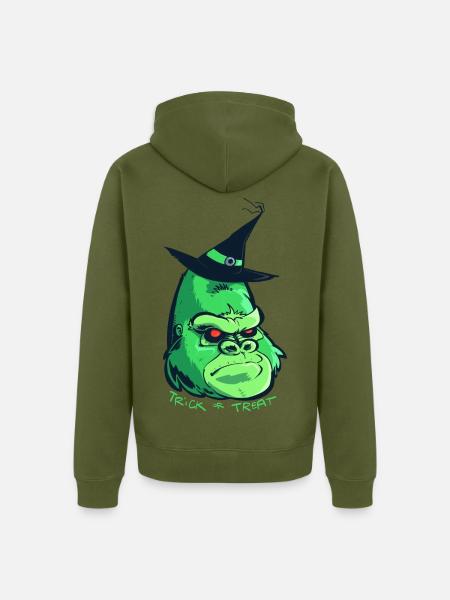Halloween-Zombie-Gorilla - Unisex Premium Bio Zip Hoodie - Khaki
