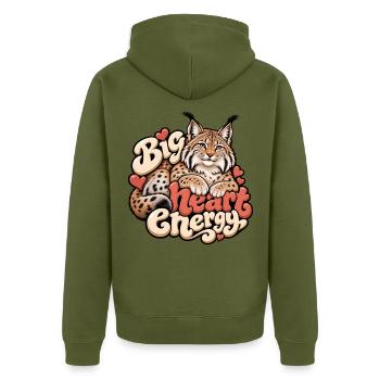 Kanadischer Blutegel - Unisex Premium Bio Zip Hoodie - Khaki - Hinten - Nico (187cm)