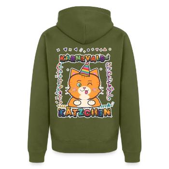 KARNEVALS KÄTZCHEN - Unisex Premium Bio Zip Hoodie - Khaki - Hinten - Nico (187cm)
