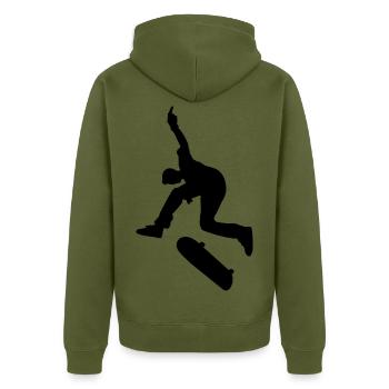skate skater skaten - Unisex Premium Bio Zip Hoodie - Khaki - Hinten - Nico (187cm)