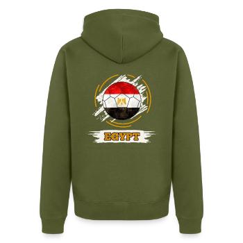 Egypt - Fußball mit Ägypten Flagge - Unisex Premium Bio Zip Hoodie - Khaki - Hinten - Nico (187cm)