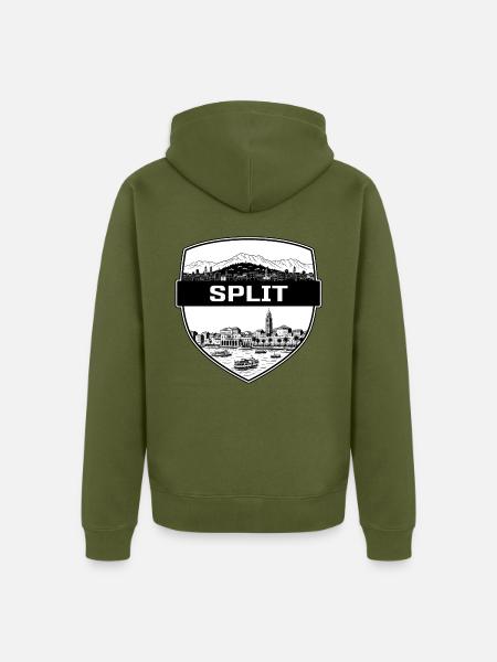 Geteilter Kroatien-Schildwappen Diokletians Palast - Unisex Premium Bio Zip Hoodie - Khaki