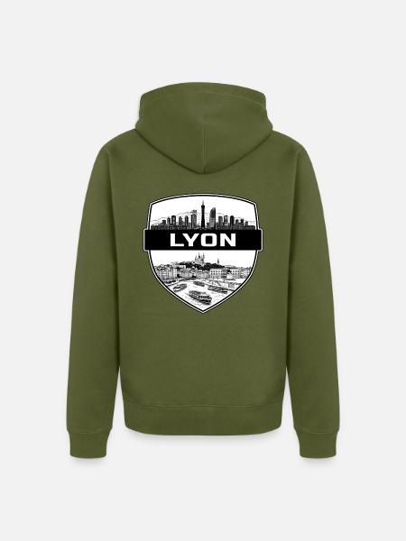 Lyon Frankreich Schildwappen Fourvière-Basilika Geschenk - Unisex Premium Bio Zip Hoodie - Khaki