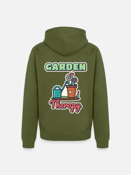 Gartentherapie - Unisex Premium Bio Zip Hoodie - Khaki