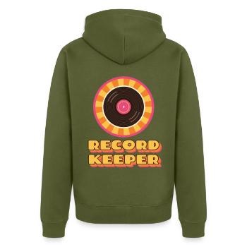 Archivführer - Unisex Premium Bio Zip Hoodie - Khaki - Hinten - Nico (187cm)