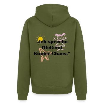Kita für Erzieherin – Kindergarten Spruch  - Unisex Premium Bio Zip Hoodie - Khaki - Hinten - Nico (187cm)