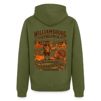 Williamsburg Virginia 18th Century Thanksgiving - Unisex Premium Bio Zip Hoodie - Khaki - Hinten - Nico (187cm)