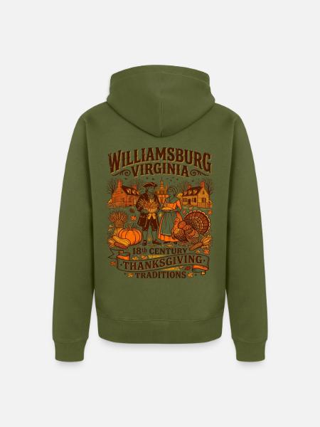 Williamsburg Virginia 18th Century Thanksgiving - Unisex Premium Bio Zip Hoodie - Khaki