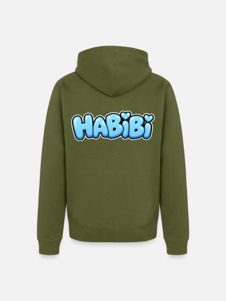 Habibi – Süßer Herz Schriftzug – Liebe - Unisex Premium Bio Zip Hoodie - Khaki