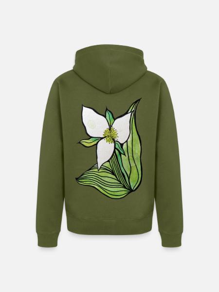 Aquarell-Orchideenblätter - Unisex Premium Bio Zip Hoodie - Khaki