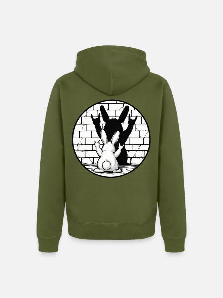 Hase und Schatten: Rockzeichen - Unisex Premium Bio Zip Hoodie - Khaki