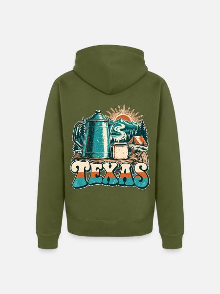 Texas Kaffee Sonnenaufgang Retro - Unisex Premium Bio Zip Hoodie - Khaki