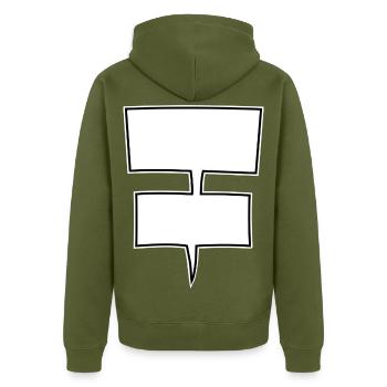Doppel-Sprechblasen Comic-Style - Unisex Premium Bio Zip Hoodie - Khaki - Hinten - Nico (187cm)