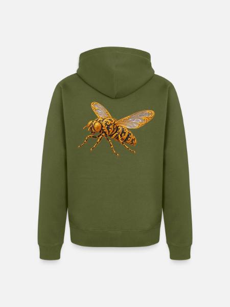 Goldene Ornamente-Fliege - Unisex Premium Bio Zip Hoodie - Khaki