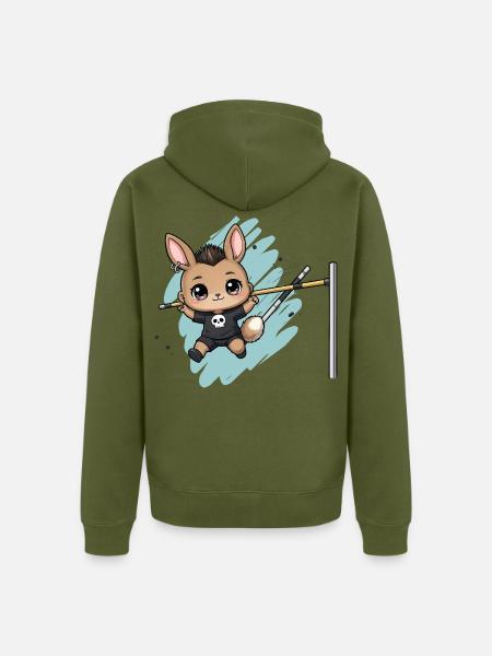 Punk-Kaninchen Sprungkunst - Unisex Premium Bio Zip Hoodie - Khaki