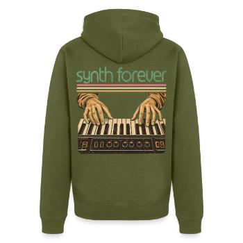 Synthesizer Hände Retro Keyboard Musiker - Unisex Premium Bio Zip Hoodie - Khaki - Hinten - Nico (187cm)