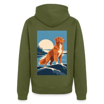 Nova Scotia Retriever - Unisex Premium Bio Zip Hoodie - Khaki - Hinten - Nico (187cm)