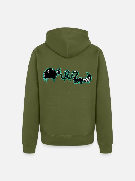 1200 Dino Monster - Unisex Premium Bio Zip Hoodie - Khaki