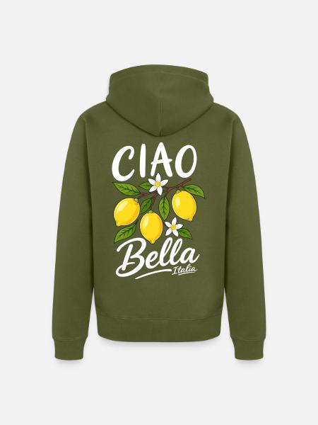 Ciao Bella - Unisex Premium Bio Zip Hoodie - Khaki