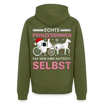 Echte Prinzessinnen Kutsche Weihnachten Pferd - Unisex Premium Bio Zip Hoodie - Khaki - Hinten - Nico (187cm)