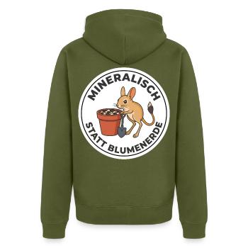 Mineralisch Statt Blumenerde Sukkulenten - Unisex Premium Bio Zip Hoodie - Khaki - Hinten - Nico (187cm)