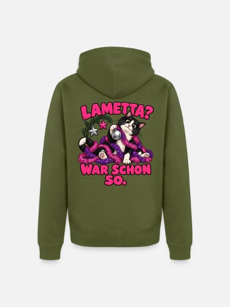 Lametta? War schon so. – Weihnachtskatze - Unisex Premium Bio Zip Hoodie - Khaki
