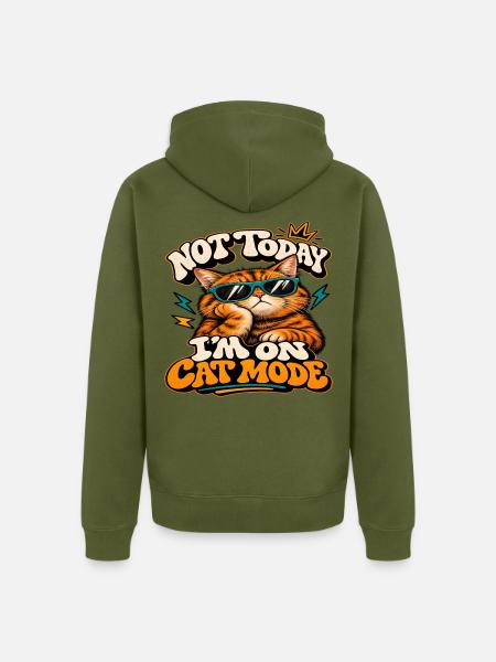 Lustige rote Katze mit Brille - Unisex Premium Bio Zip Hoodie - Khaki
